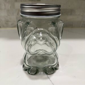 AMICI HOME Clear Glass mad Dog-Shaped cup with Silver Lid with straw hole